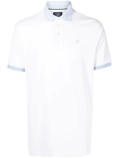 Hackett Logo-embroidered Polo Shirt In White
