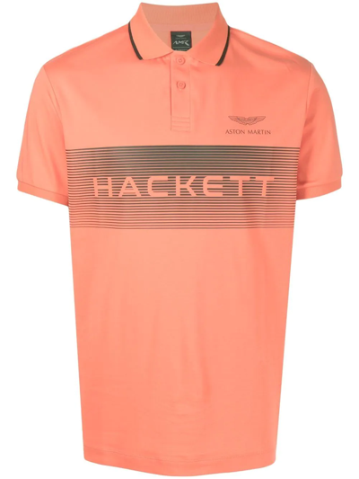 Hackett X Aston Martin Logo-print Polo Shirt In Orange