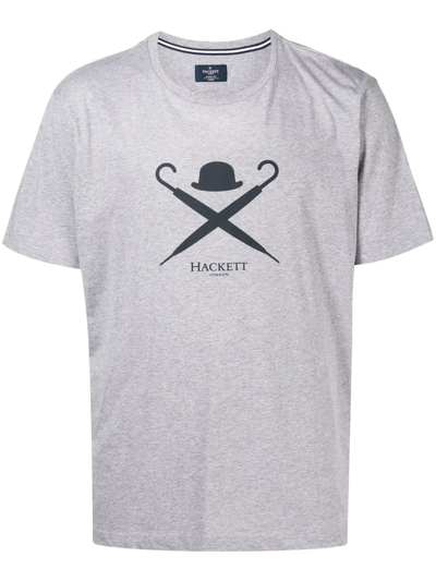 Hackett Logo-print Cotton T-shirt In Grey