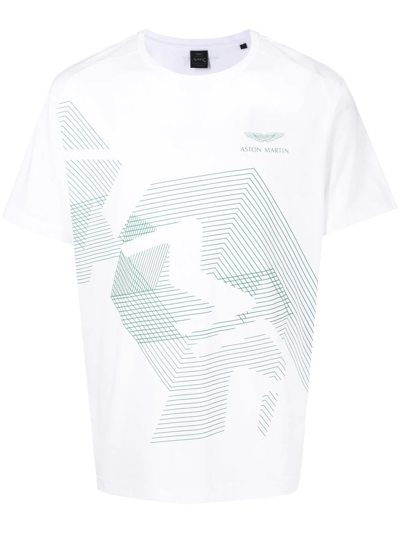 Hackett X Aston Martin Geometric-print T-shirt In White