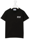 Golden Goose Black T-shirt With Contrasting White Logo On The Front And Maxi Star On The Back In 黑色