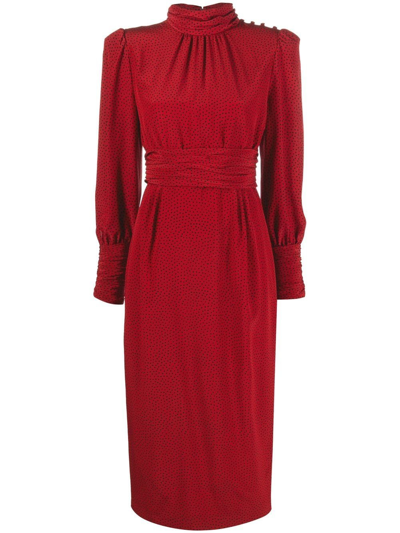 Alessandra Rich Long-sleeve Motif-print Dress In Red