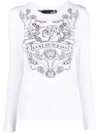 Love Moschino Long Sleeves T-shirt With Carillon Printing In 白色