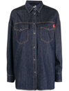 LOVE MOSCHINO LOGO-PATCH DENIM SHIRT