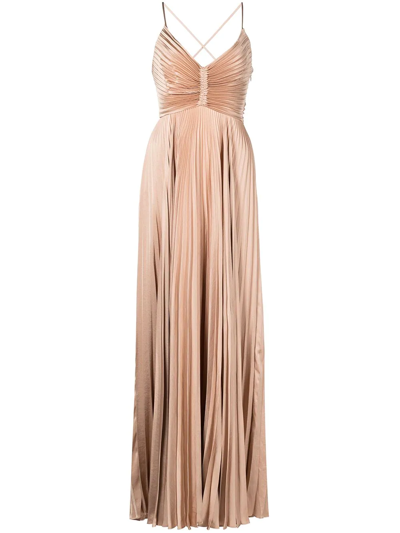 A.l.c Aries Pleated Maxi Gown In Mandarin