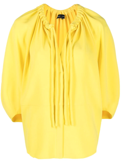 Proenza Schouler Gathered-detail Tie-fastening Blouse In Yellow