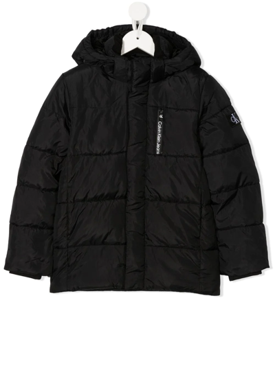 Calvin Klein Chest Logo-print Padded Jacket In 黑色