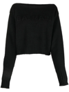 Balmain Raised-logo Boat-neck Jumper In 黑色