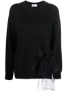RED VALENTINO TULLE-DETAIL KNITTED JUMPER