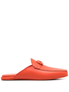 Ferragamo Logo Buckle Backless Slippers In 橘色