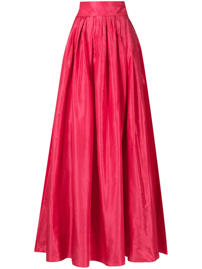 Carolina Herrera Pleated Taffeta Dress In Azalea