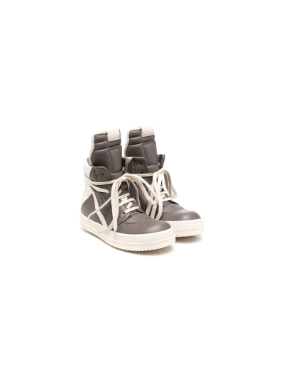 Rick Owens Babies' Geobasket High-top Trainers In Brown,off White