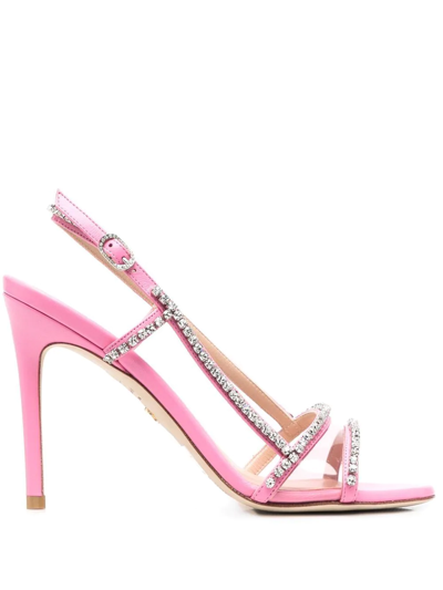 Stuart Weitzman Mondrian Glam Crystal-embellished 100mm Sandals In 粉色