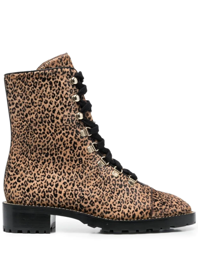 Stuart Weitzman Jaguar-print 40mm Ankle Boots In 褐色