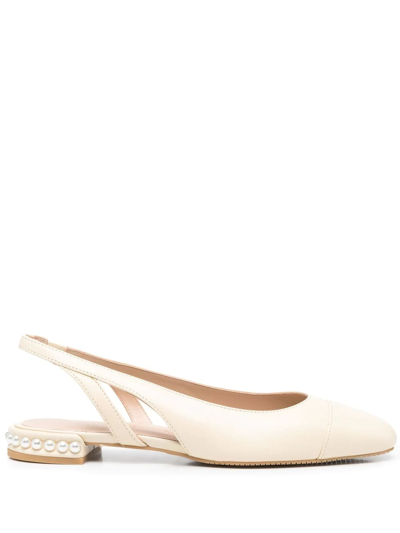 Stuart Weitzman Pearl Leather Slingback In Vanilla