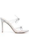 Stuart Weitzman Embellished-bow Detail 115mm Sandals In 灰色