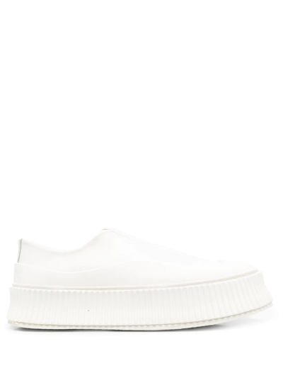 Jil Sander 40mm Vulcanized Leather Sneakers In Natural White