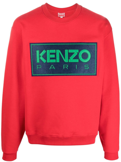 Kenzo Logo-patch Crew-neck Sweatshirt In 红色