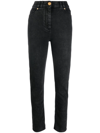 Balmain Logo-plaque Denim Jeans In 黑色