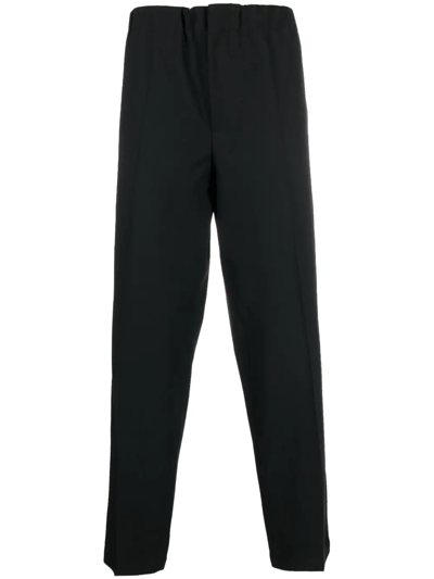 Jil Sander Pleated Straight-leg Trousers In 黑色