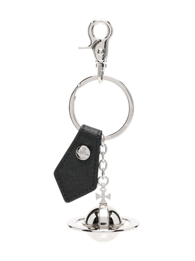 Vivienne Westwood Orb-plaque Charm Keyring In Black
