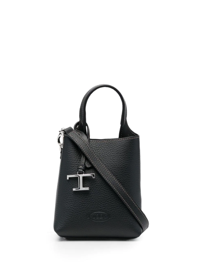 Tod's Logo-plaque Tote Bag In 黑色