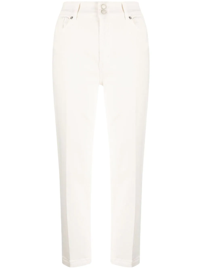 Love Moschino Pressed-crease Cropped Trousers In Cream White