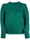 Isabel Marant Emma Pleated-shoulder Knit Jumper In 绿色