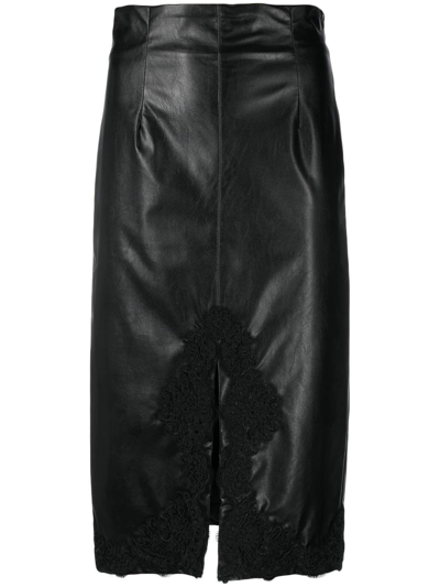 Twinset Lace-trim Pencil-skirt In Nero