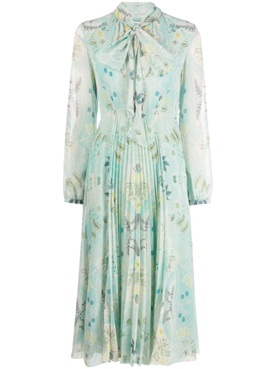 Etro Graphic-print Long-sleeve Dress In 蓝色
