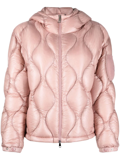 Moncler Anthon Short Padded Hooded Jacket In Pink
