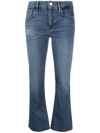 Frame Le Cropped High Rise Mini Bootcut Jeans In Porter In 蓝色