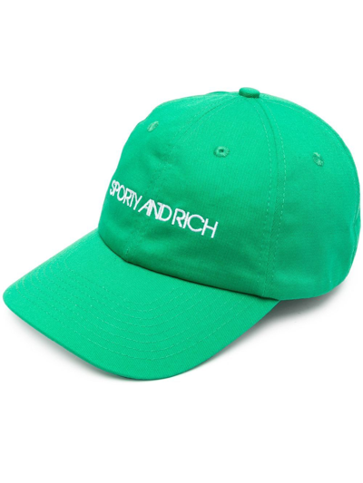 Sporty And Rich Embroidered-logo Detail Baseball Cap In Green