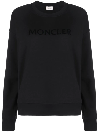 Moncler Logo Cotton-blend Jersey Sweatshirt In Nero