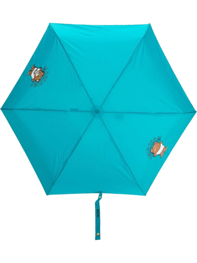 Moschino Teddy Motif Umbrella In Blue