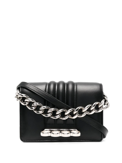 Alexander Mcqueen Leather Chain-link Clutch-bag In 黑色
