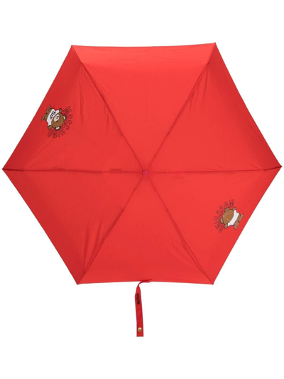 Moschino Teddy-motif Umbrella In 红色