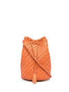 Dragon Diffusion Pompom Doublej Woven Leather Basket Bag In 橘色