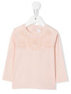 CHLOÉ FLORAL-EMBROIDERED COTTON T-SHIRT