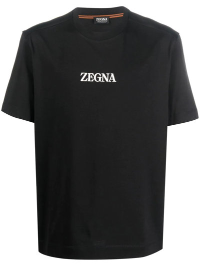Zegna Logo-print Detail T-shirt In Blue
