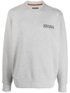 Zegna Logo-print Cotton Sweatshirt In Grey