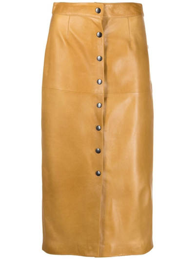 Isabel Marant Blehor Leather Pencil Skirt In 褐色