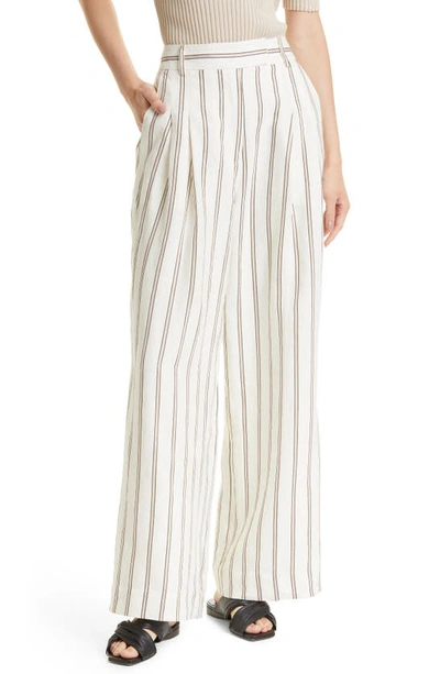 By Malene Birger Women's Cymbaria Striped Linen-blend Wide-leg Pants In Neutral