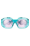 Versace 56mm Square Sunglasses In Transparent Turquoise/ Fuchsia