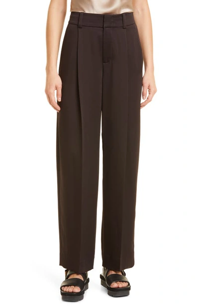 Vince Tailored Wide Leg Trousers In Black