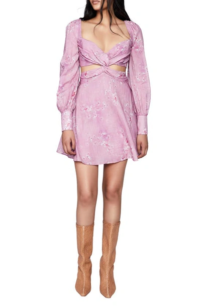 Bardot Florita Cutout Long Sleeve Minidress In Purple
