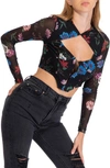 AFRM MACIE FLORAL MESH CUTOUT CORSET TOP