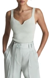 Reiss Daisy Sweetheart Rib Knit Tank In Mint