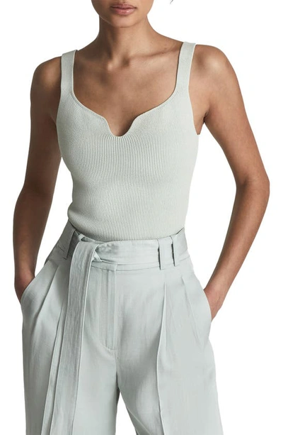 Reiss Daisy Sweetheart Rib Knit Tank In Mint