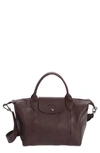 LONGCHAMP SMALL LE PLIAGE CUIR LEATHER TOP HANDLE BAG